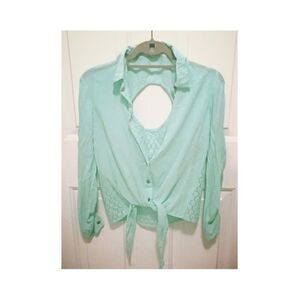 Vince Camuto Aqua Blue Collar Shirt w open back